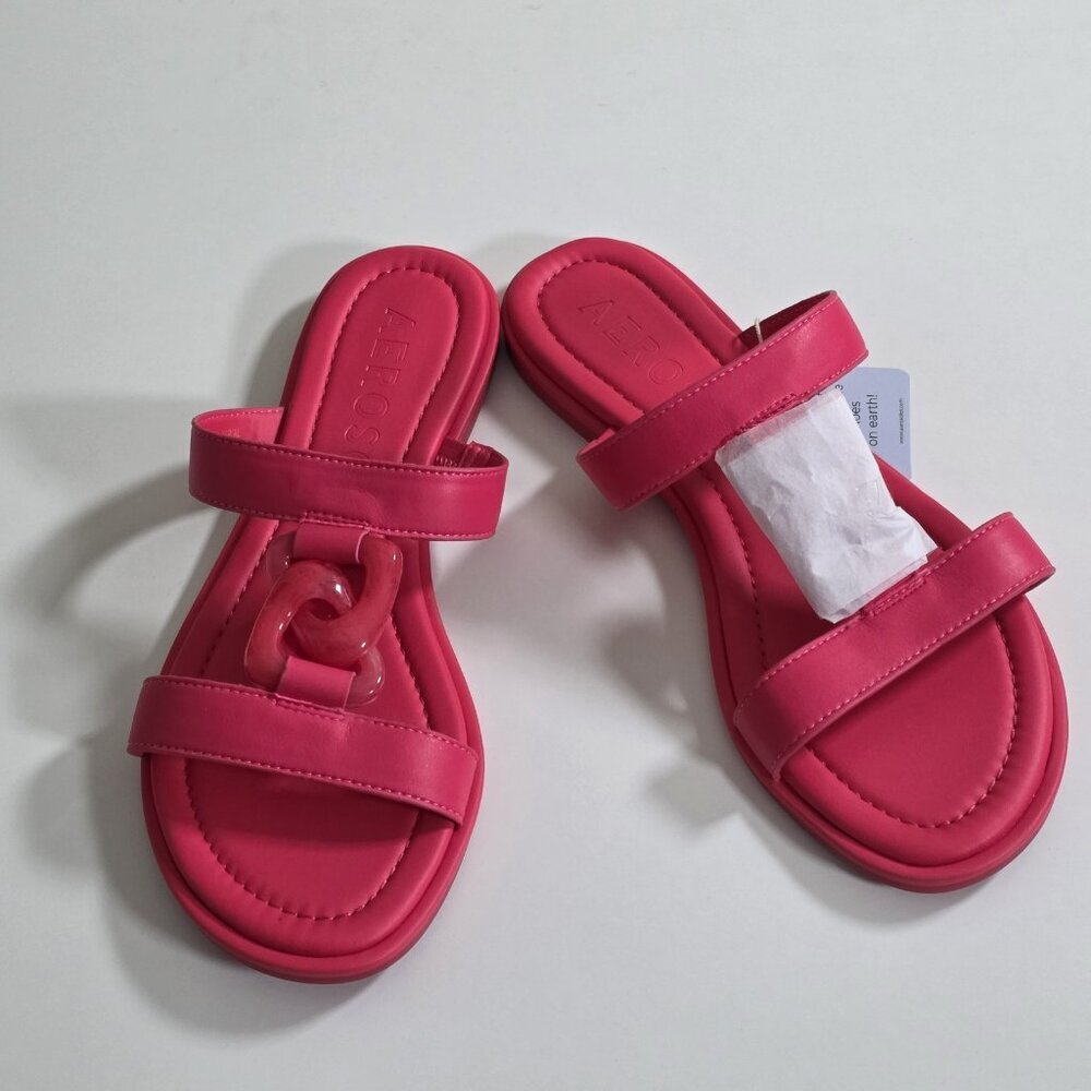 Aerosoles Geraldine Sandals Women US 10M Hot Pink Faux Leather Boho Beach Resort - Picture 2 of 16